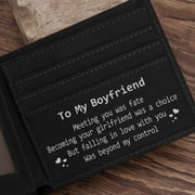 Personalized Leather Wallet For My Boyfriend, Black Horizontal Wallet With 6 Credit Card Slot & 1 Photo Slot , Men’s Gift For Christmas Birthday