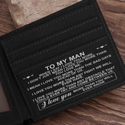 Personalized Leather Wallet For My Man, Black Horizontal Wallet With 6 Credit Card Slot & 1 Photo Slot , Men s Gift For Christmas Birthday