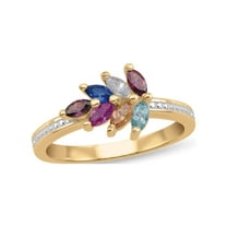 Personalized Leaves Birthstone Ring in 10K Gold by Jewlster