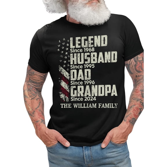 Personalized Legend Husband Dad Grandpa Shirt, Custom Grandpa Shirt, Custom Grandpas Gifts,Christmas 2025- American fashion hot selling casual retro high quality 100% cotton T-shirt 1 piece- America