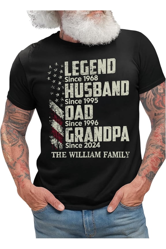Personalized Legend Husband Dad Grandpa Shirt, Custom Grandpa Shirt, Custom Grandpas Gifts,Christmas 2025- American fashion hot selling casual retro high quality 100% cotton T-shirt 1 piece- America