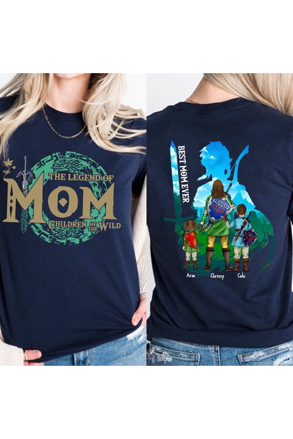 Personalized Legend of Mom Zelda Gamer Mom T-Shirt - Custom Names & Best Mom Ever Gift