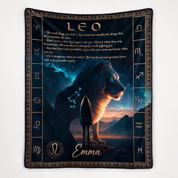 Personalized Leo Zodiac Fleece Blanket, Custom Name 3D Print Polyester Throw, 280 GSM, Multiple Sizes