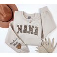 thumbnail image 1 of Personalized Leopard Mama Sweatshirt: Kids Names on Sleeve, Custom Mom Outfit, Mother's Day Sweater, 1 of 3