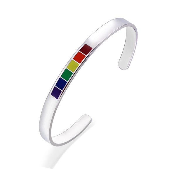 Personalized Lesbian & Gay Jewelry Charms 6mm Rainbow Love Opening Bracelet Stainless Steel Cuff Bangle Bracelet Gifts