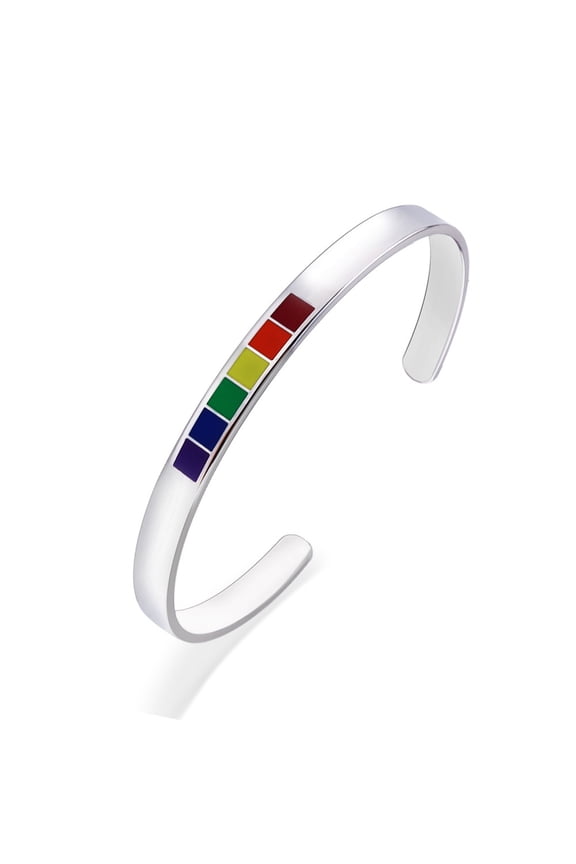 Personalized Lesbian & Gay Jewelry Charms 6mm Rainbow Love Opening Bracelet Stainless Steel Cuff Bangle Bracelet Gifts