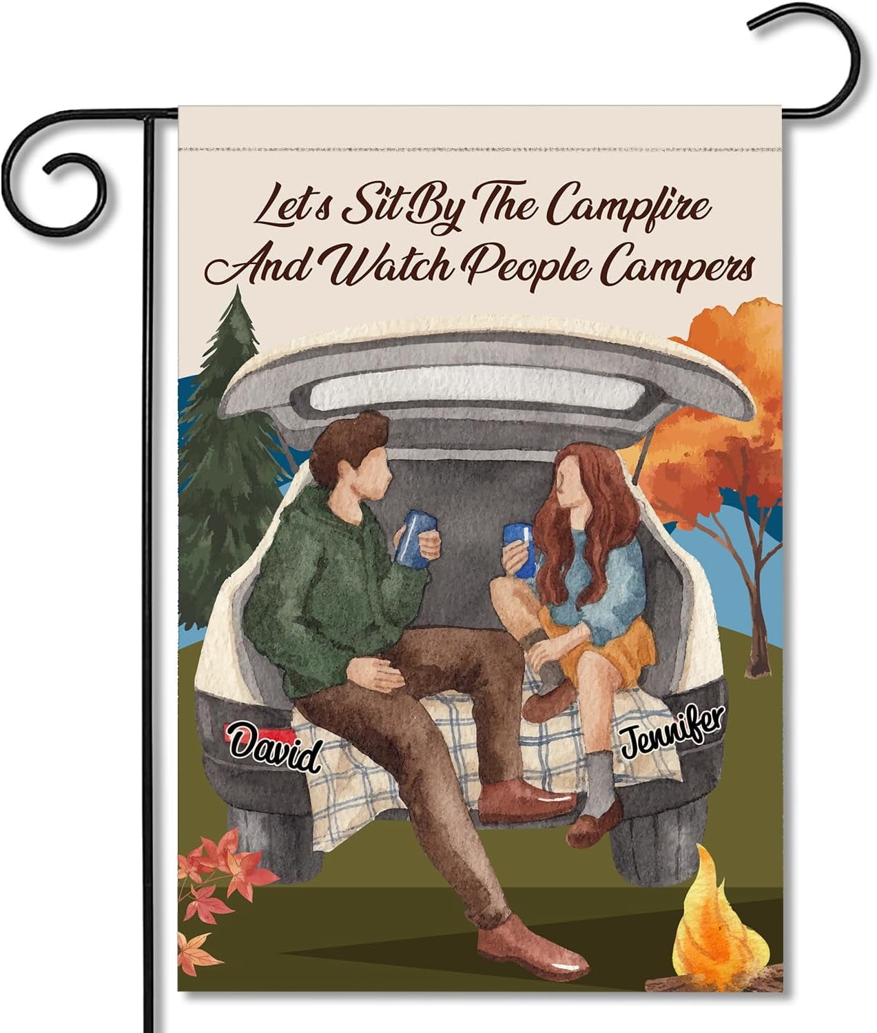 Personalized Lets Sit By The Campfire And Watch People Park Garden Flag