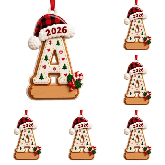 Tree Intital Personalized Letter A Acrylic Christmas Ornament 2D Flat Monogram Xmas ...