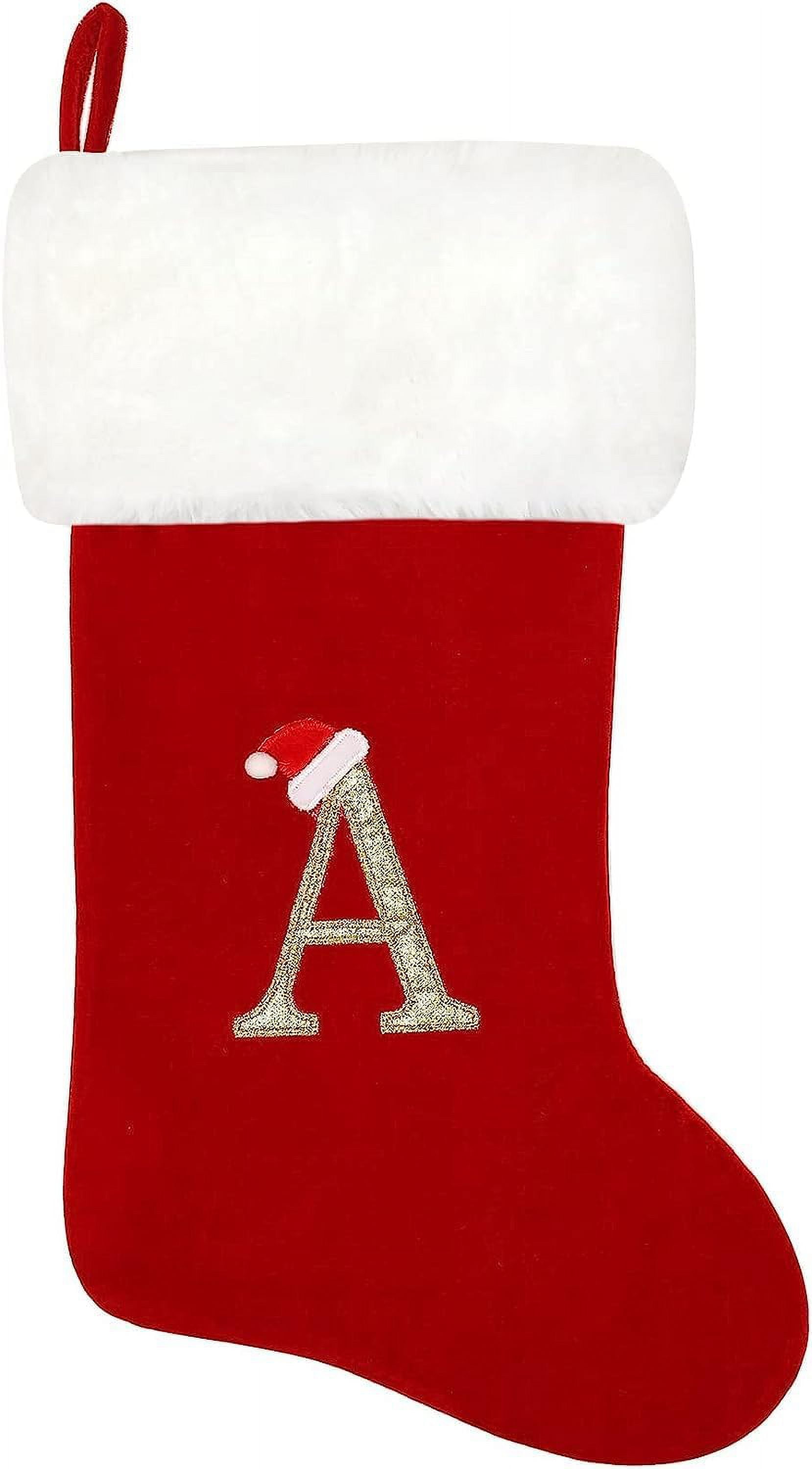 Personalized Letter Christmas Stockings (Soft Velvet Plush Cuff