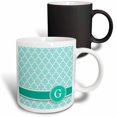thumbnail image 1 of 3drose, Personalized Letter G Aqua Blue Quatrefoil Pattern Teal Turquoise Mint Monogrammed Personal Initial, 11oz Magic Transforming Mug, 1 of 7