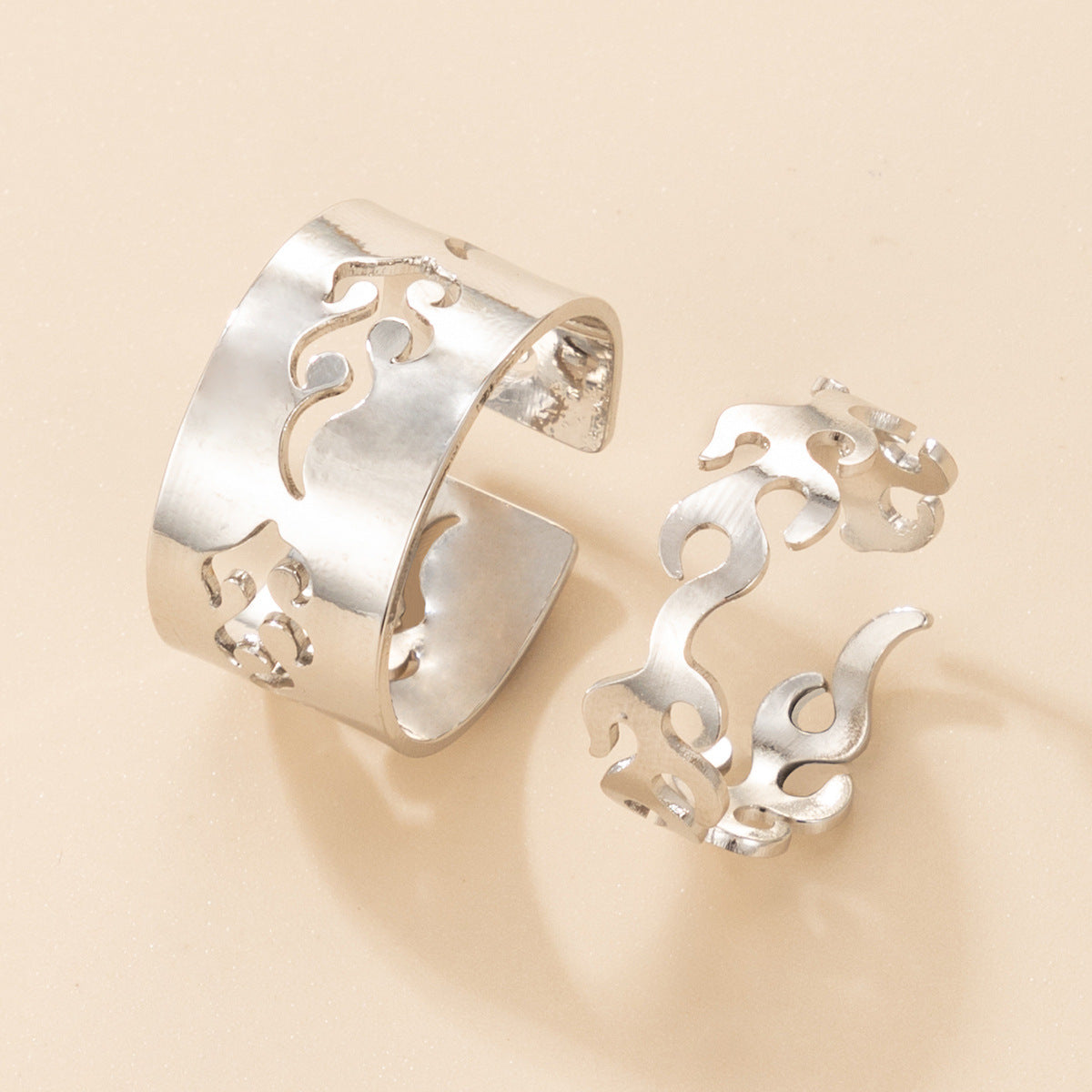 Womens Geometric Alloy Ring Set Personalized Letter Love Rings Simple ...