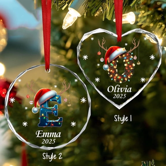 Personalized Letter Name Sea-Glass-Style Ornament - Family Name Christmas Ornament 2025, Custom Alphabet Initial, Holiday Gift