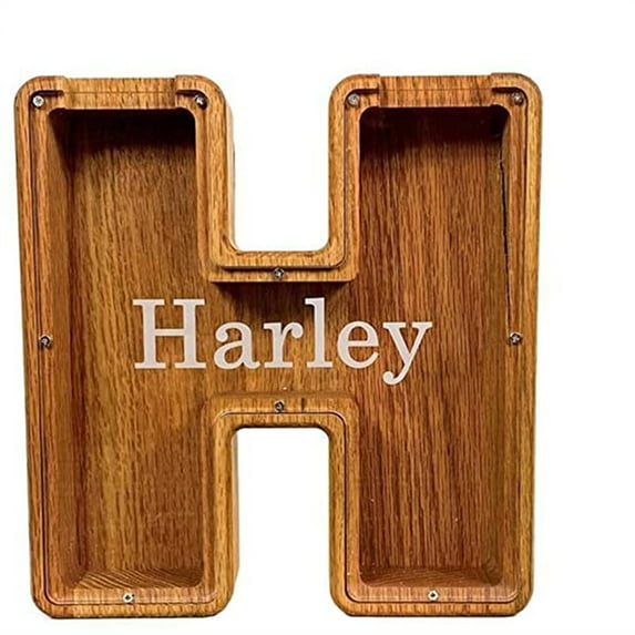 Personalized Letter Piggy Bank,Piggy Bank Custom Wooden Piggy Bank,Modern Decorative Coin Bank,Wood Toys Modern Money Saving Bank,Money Box Coin Bank Toys Gift for Boys Girls Adults Birthday Gift
