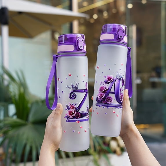 Personalized Letter Water Bottle 1L Top Direct Drink With Carrying Strap For Sports Travel