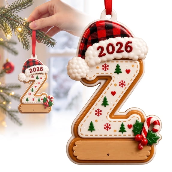 Tree Intital Personalized Letter Z Acrylic Christmas Ornament 2D Flat Monogram Xmas ...