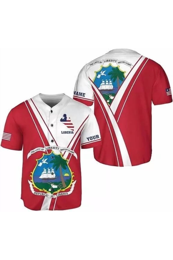 Personalized Liberia 3D BASEBALL JERSEY SHIRT Mother Day Gift All Over Print - Hot Sale 20