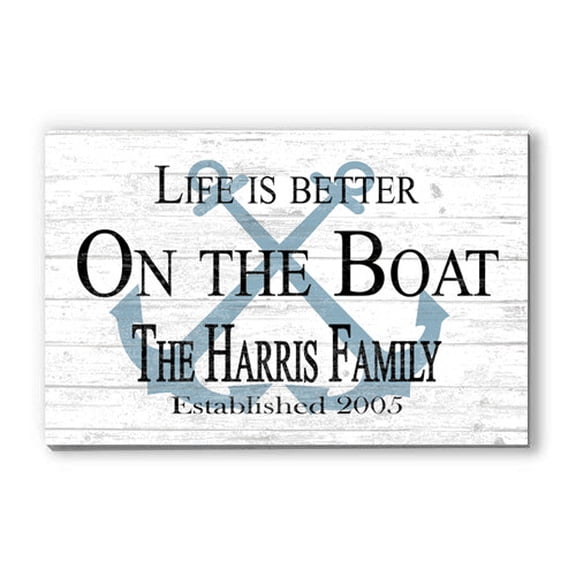Personalized Life is Better on the Boat Dcor Family Name Sign for Couples Gift