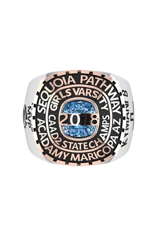 Personalized Light Blue Cushion Cut Stone Customizable School Name Year Inside Engraving For Graduation Gift 925 Sterling Silver