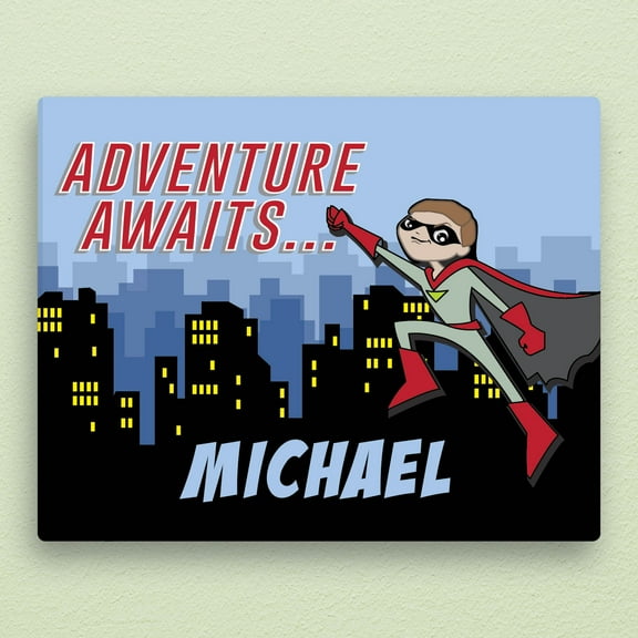 Personalized Light Skin Superhero 11x14 Canvas