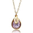 thumbnail image 1 of Personalized Lilac Necklace, February Birthstone Necklace, Teardrop Bridesmaid Necklace, Custom Initial Necklace, Birthday Gift for Her - 16" Silver Plated, 1 of 5