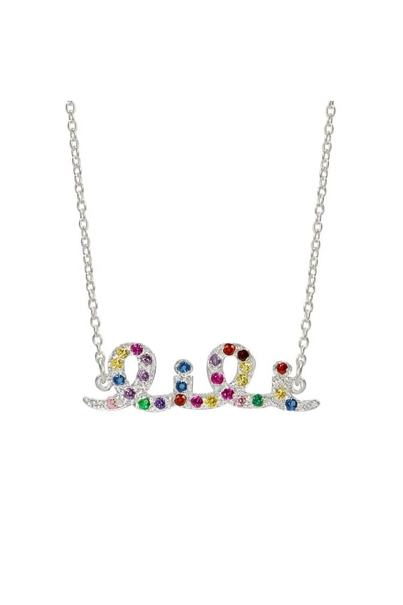 Personalized "Lili" Name Necklace with Birthstones All Over