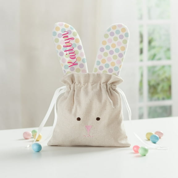 Personalized Linen Drawstring Bunny Easter Bag