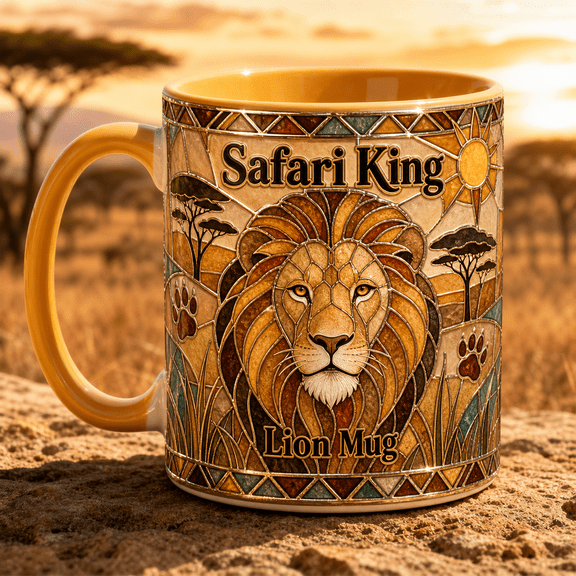 Personalized Lion Safari Ceramic Mugs Wildlife Lover Gift 11oz 15oz