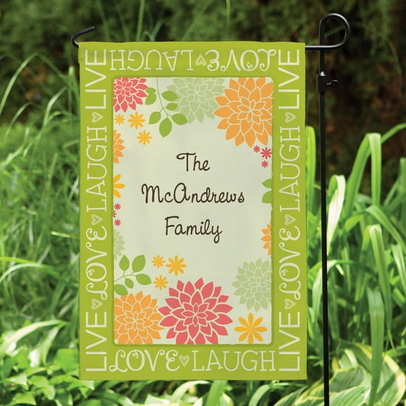 Personalized Live, Laugh, Love Floral Garden Flag