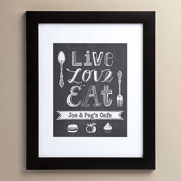 Personalized Live, Love, Eat 11" x 14" Framed Print, Black