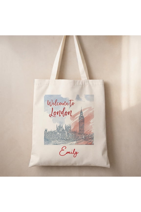 Personalized LondonThemed Tote Bag Custom Name Canvas Bag with Iconic British Design 1