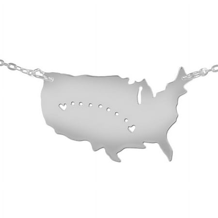 Personalized Long Distance Relationship Necklace in Sterling Silver or 14K Gold Plated Sterling Silver