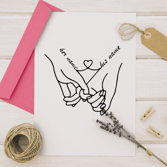 Personalized Love Card  Custom Couple Design with Name Integration  Perfect for Anniversaries, Weddings, or Valentine's Day  Envelope Included