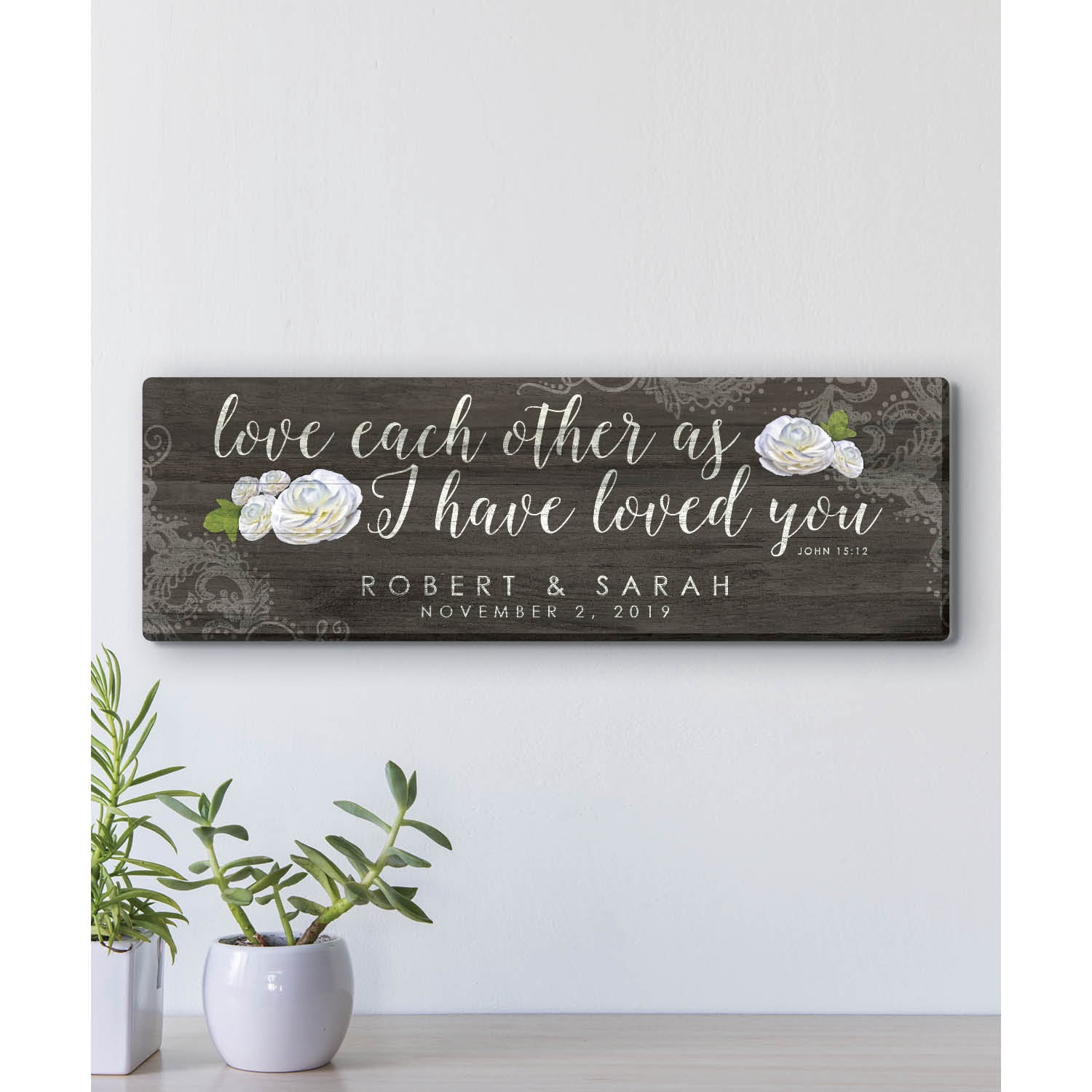 Personalized Love Each Other Floral Canvas Print