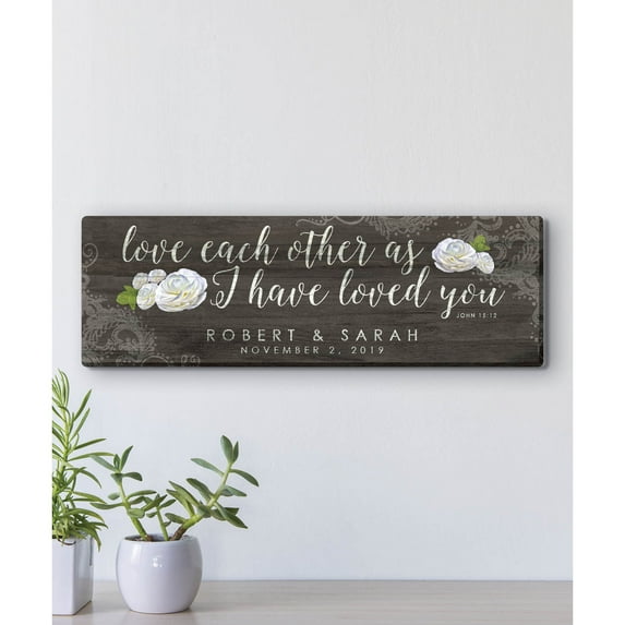 Personalized Love Each Other Floral Canvas Print