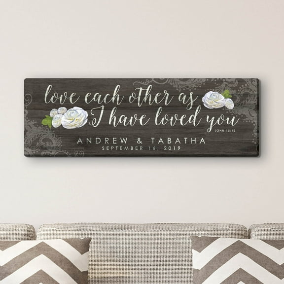 Personalized Love Each Other Floral Canvas Print