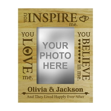 Personalized Love Family Engraved Wood Picture Frame With Name - 4 x 6 Inches Horizontal Customizable Gift