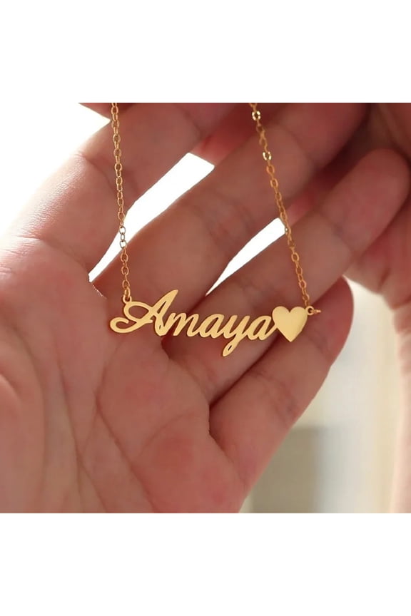 Personalized Love Heart Necklace for Women Custom Dainty Name Necklace 14K Yellow Gold Jewelry Valentine's Day Anniversary Gift