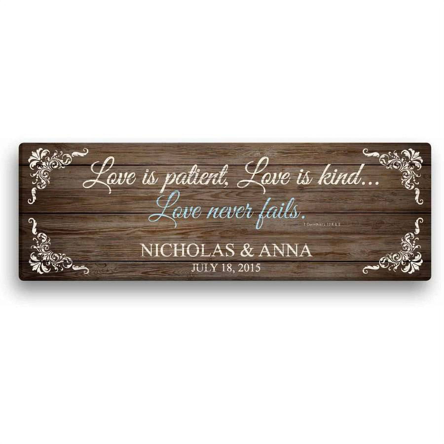 Personalized Love Is Patient 6" x 18" Canvas