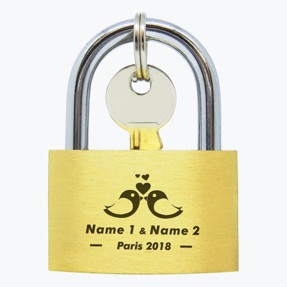 Personalized Love Lock Brass 40mm Padlock with Keys, Laser Engraved ...