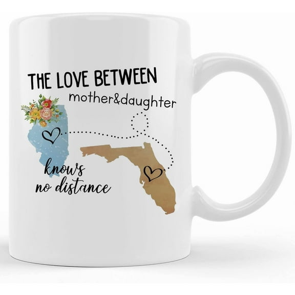 Personalized The Love Between Mother And Daughter Knows No Distance Mug, State To State Gift, Mother's Day, Gift For Mom, Mother Daughter Long Distance, Mother's Day Gifts For Mom From Son, Kids, Gif