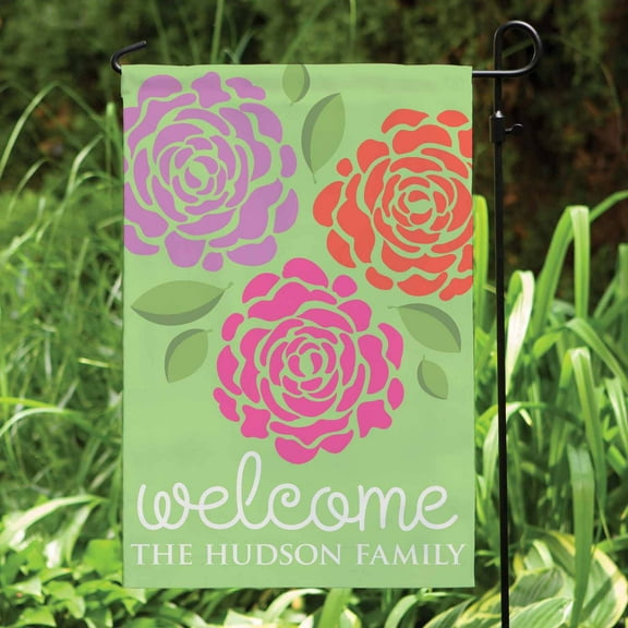 Personalized Lovely Flowers Garden Flag, Green