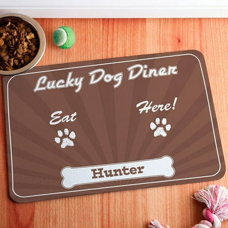 Personalized Lucky Dog Diner Meal Mat, Brown