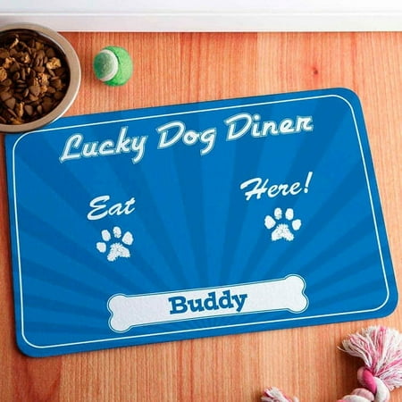 Personalized Lucky Dog Dinner Meal Mat, Multiple Colors