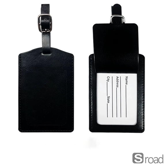 Personalized Luggage Tags With Initials, PU Leather Suitcase Tag With Boarding Pass Holder, Customizable Travel Gift For Wedding Business,Black,funny