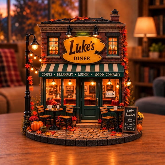 Personalized Luke's Diner Wooden Block, Gilmore Girls Inspired Stars Hollow Fall Shelf Sitter