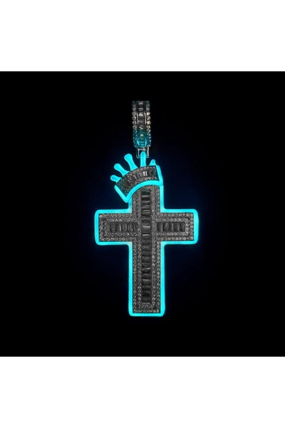 Personalized Luminous Crown Cross Pendant Copper Inlaid Zircon Accessories