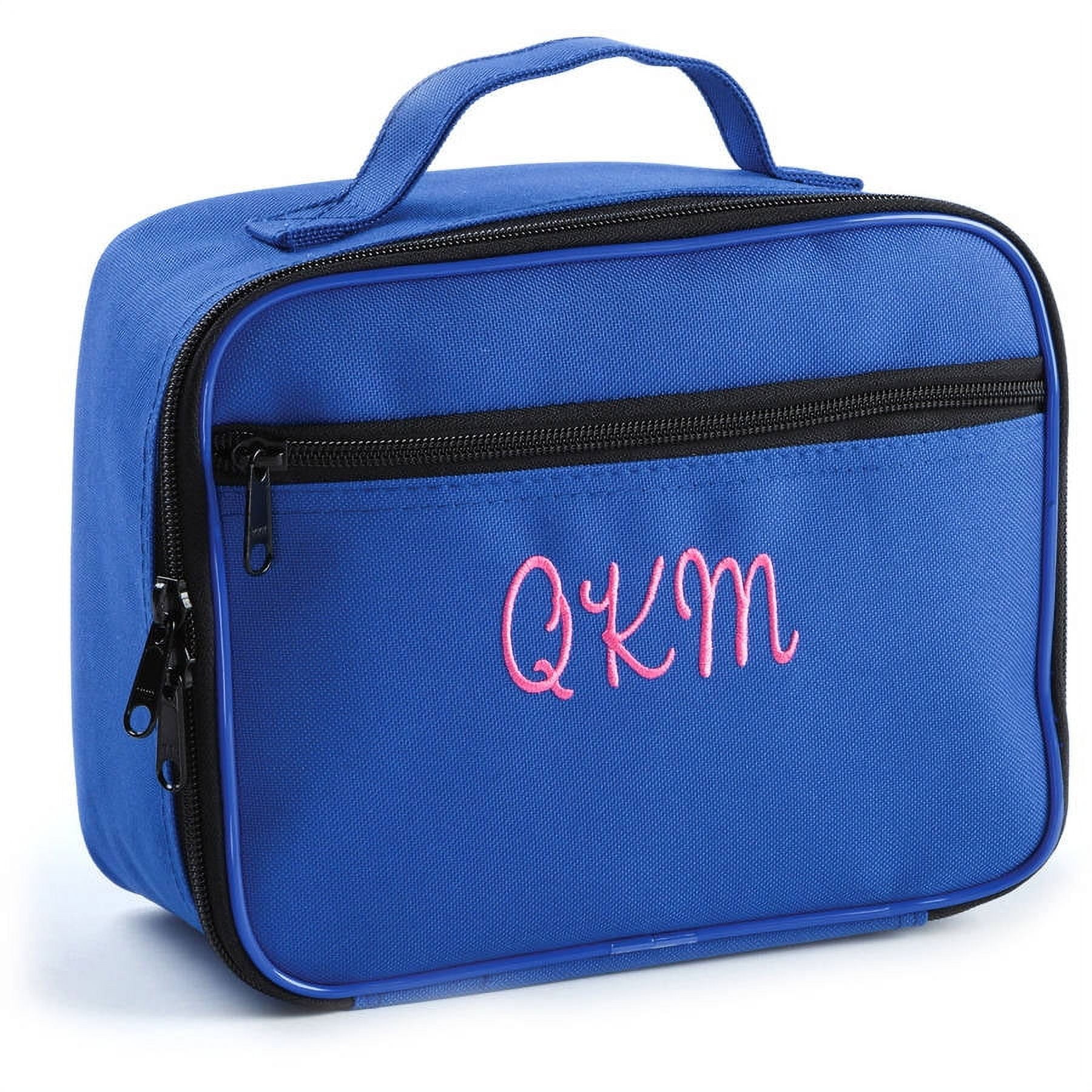 Embroidered Personalised Kids Lunch Bag, Insulated Lunch Box for Kids, Blue  or Pink, Custom Lunch Cooler Bag 