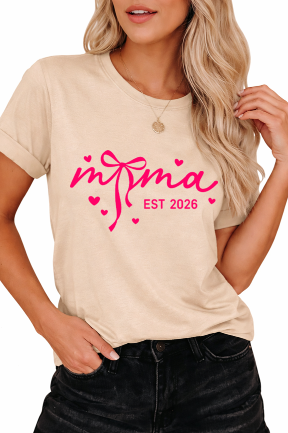 Personalized MAMA T-Shirt, Retro Checkerboard Chess Design, Custom EST 2026, Unique Gift for Moms, Casual Short Sleeve Tee