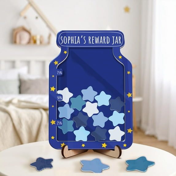 Personalized Magnetic Reward Jar with Star Tokens, Kids Behavior Reward ...