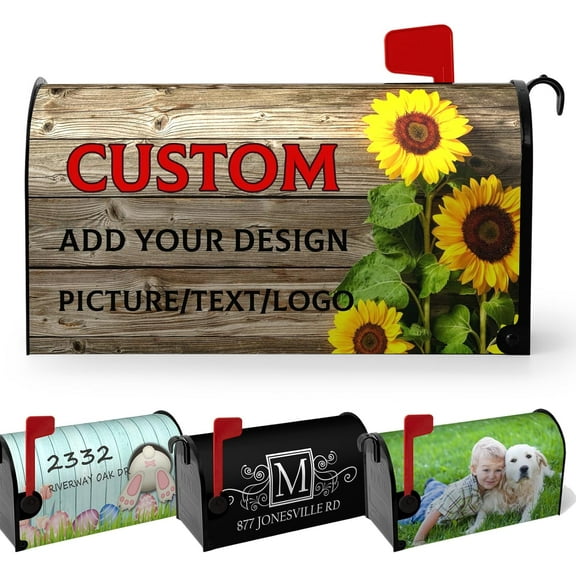 Personalized Mailbox Covers Magnetic Custom Seasonal Waterproof Oversized Mailbox Wraps Add Photo Picture Name Text Logo Customized Large Size Post Letter Box Cover Oversize-25.5 * 21 Inch